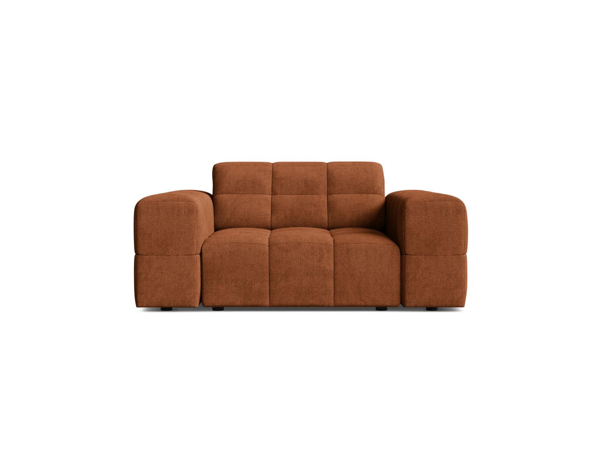 1-Sitzer Sessel Chicago von Cosmopolitan Design in Light Beige-Eden mit Chenille-Stoffbezug und schwarzen Kunststoffbeinen.