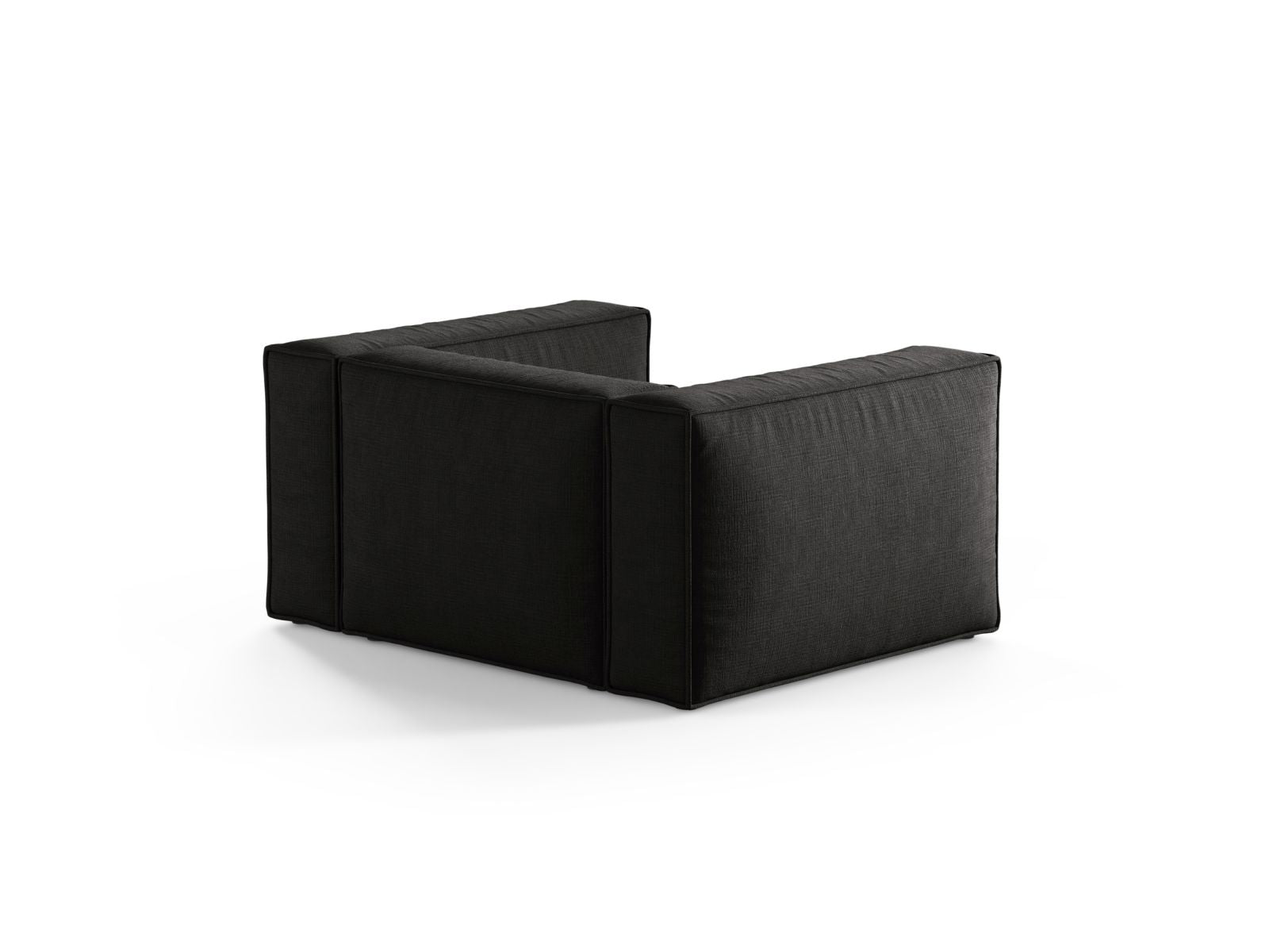 Eleganter 1-Sitzer Sessel Aveiro in zeitlosem Schwarz, ideal für moderne Wohnräume und entspannende Leseecken, von Cosmopolitan Design.