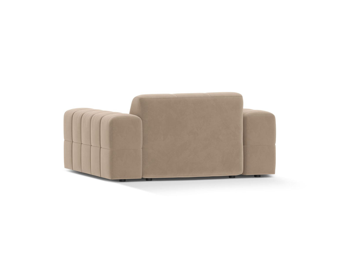 1-Sitzer Sessel Chicago von Cosmopolitan Design in Light Beige-Eden mit Chenille-Stoffbezug und schwarzen Kunststoffbeinen.