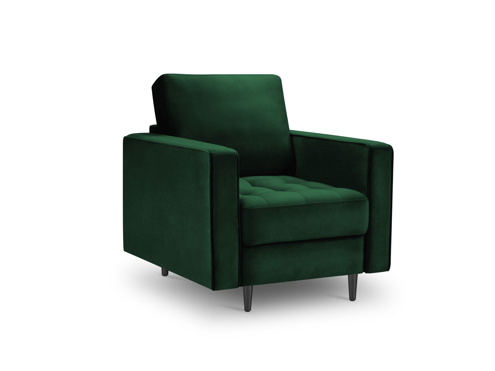 Eleganter 1-Sitzer Sessel Aspen in tiefem Flaschengrün, ideal für gemütliche Leseecken und geschmackvolle Wohnräume.