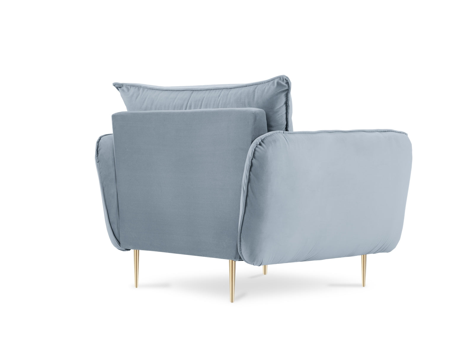 Eleganter Vienna Velour Sessel in sanftem Hellblau, ideal für gemütliche Abende und als geschmackvolles Möbelstück in Ihrem Zuhause.