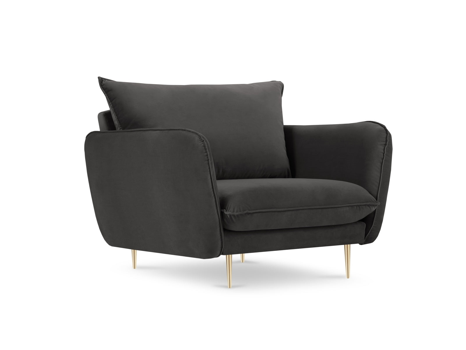 Vienna Velour Sessel 1 Sitz 94cm in Dark Grey/Gold-Bluvel präsentiert im Onlineshop von KAQTU Design AG. Sessel ist von Cosmopolitan Design