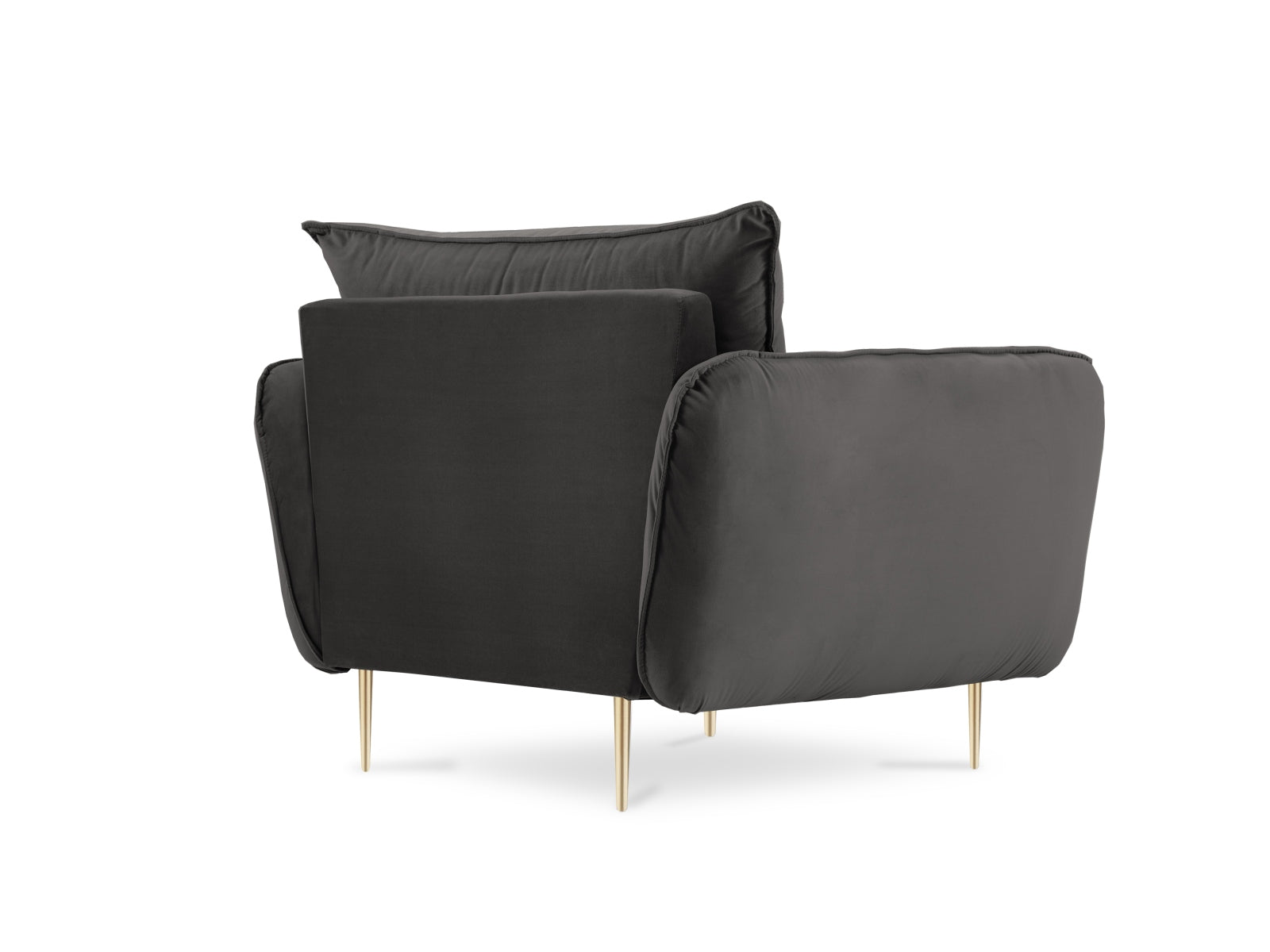 Eleganter Vienna Velour Sessel in luxuriösem Dunkelgrau, ideal für gemütliche Leseecken und stilvolle Wohnräume.