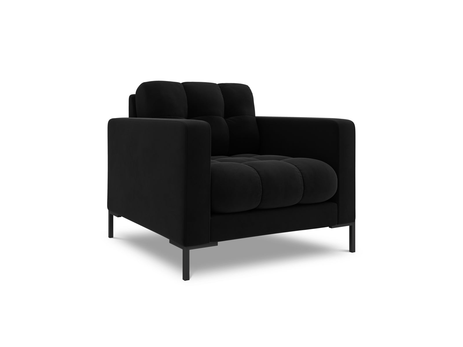 Eleganter 1-Sitzer Sessel Bali in stilvollem Black-Bluvel, ideal für moderne Wohnräume. Hochwertige Verarbeitung von Cosmopolitan Design.