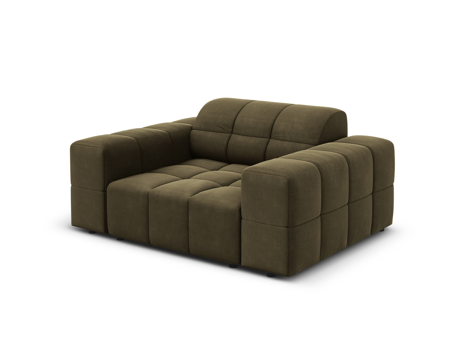 Eleganter 1-Sitzer Sessel Chicago in ansprechendem Green-Bluvel, ideal für stilvolle Wohnräume und entspannende Leseecken.
