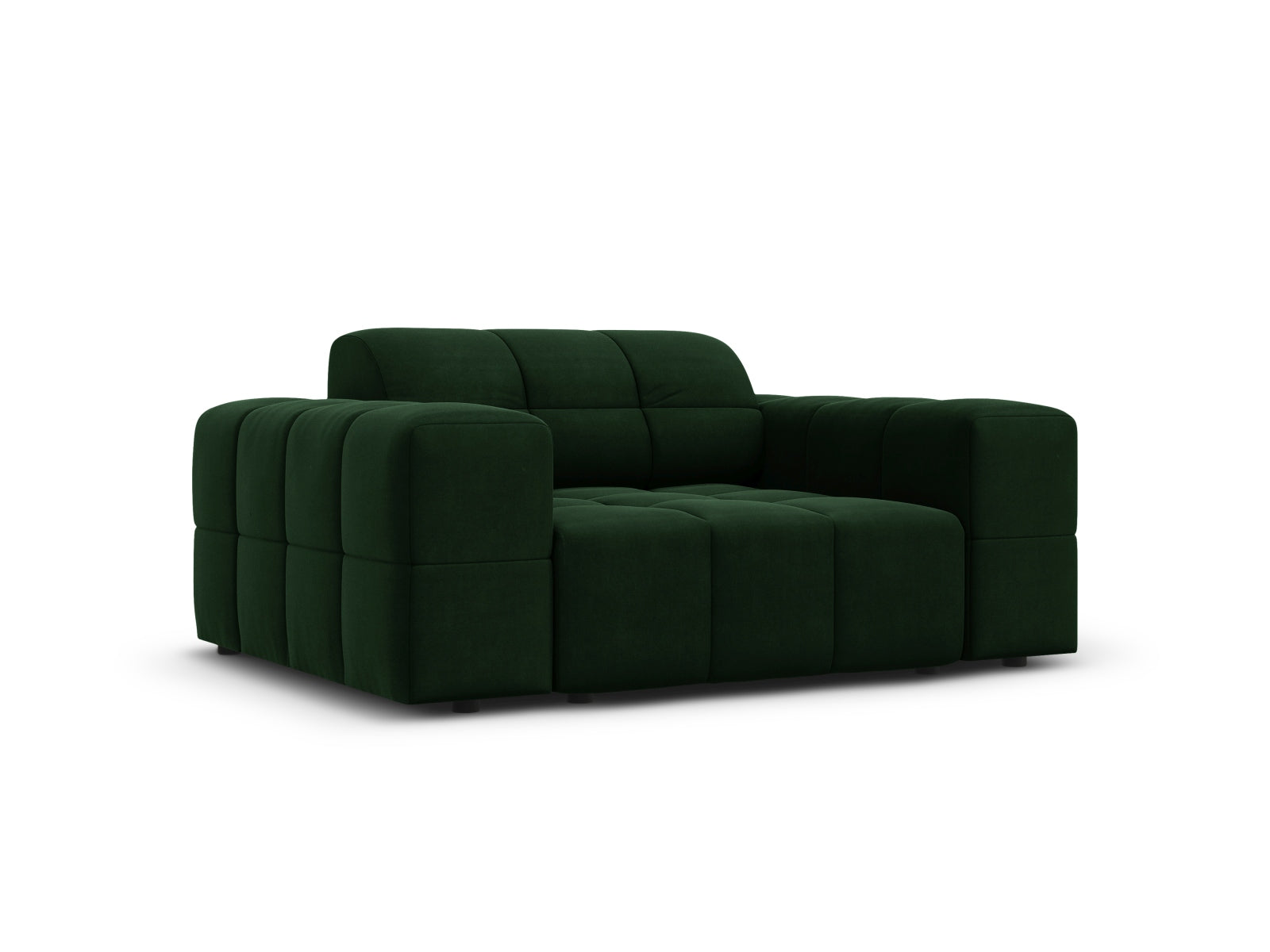Eleganter 1-Sitzer Sessel Chicago in stilvollem Bottle Green-Bluvel, ideal für moderne Wohnräume, von Cosmopolitan Design.