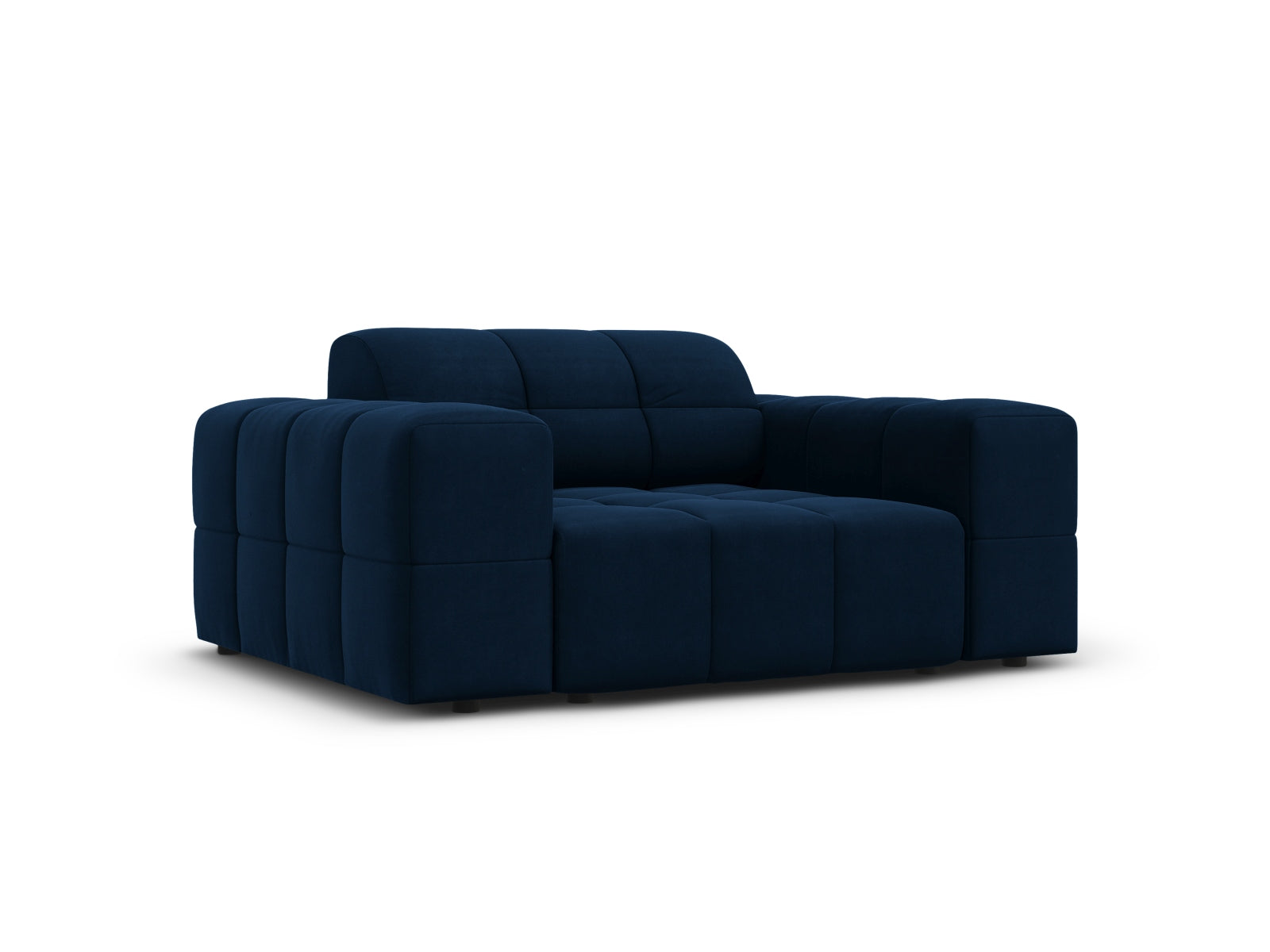 Eleganter 1-Sitzer Sessel Chicago in Royal Blue-Bluvel, stilvoll und modern, ideal für jedes Wohnzimmer, von Cosmopolitan Design.