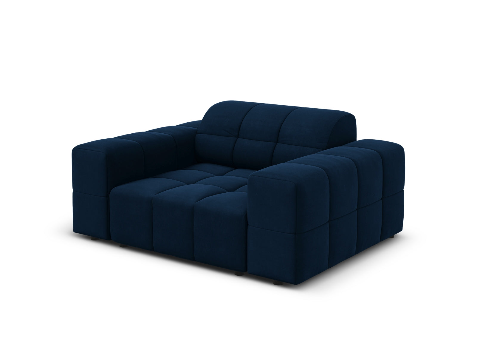 Eleganter 1-Sitzer Sessel Chicago in Royal Blue-Bluvel, ideal für entspannte Stunden und stilvolle Akzente in jedem Raum.