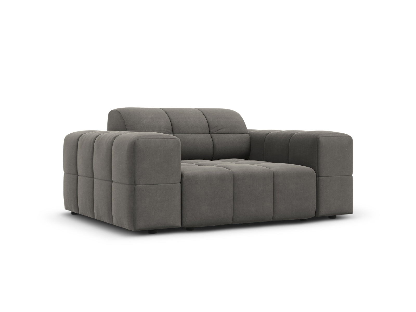 Eleganter 1-Sitzer Sessel Chicago in sanftem Light Grey-Bluvel, ideal für stilvolle Wohnräume, von Cosmopolitan Design.