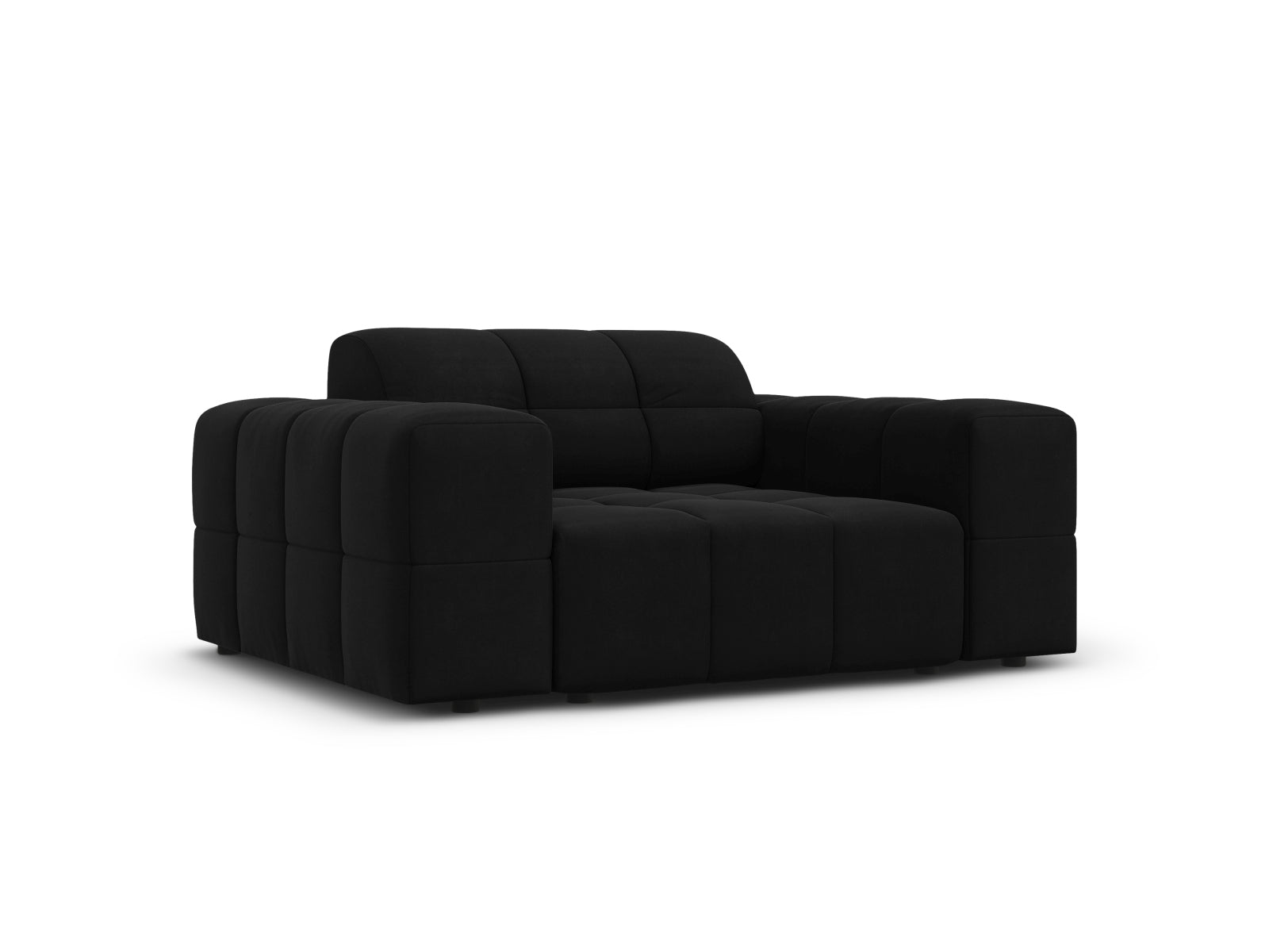 Eleganter 1-Sitzer Sessel Chicago in stilvollem Black-Bluvel, ideal für moderne Wohnräume, von Cosmopolitan Design.