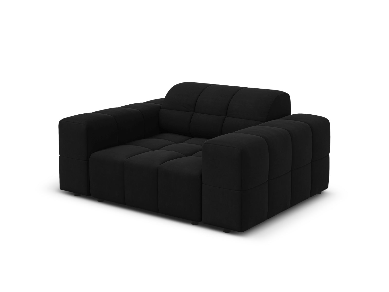 Eleganter 1-Sitzer Sessel Chicago in hochwertigem Black-Bluvel, ideal für moderne Wohnräume und entspannende Leseecken.