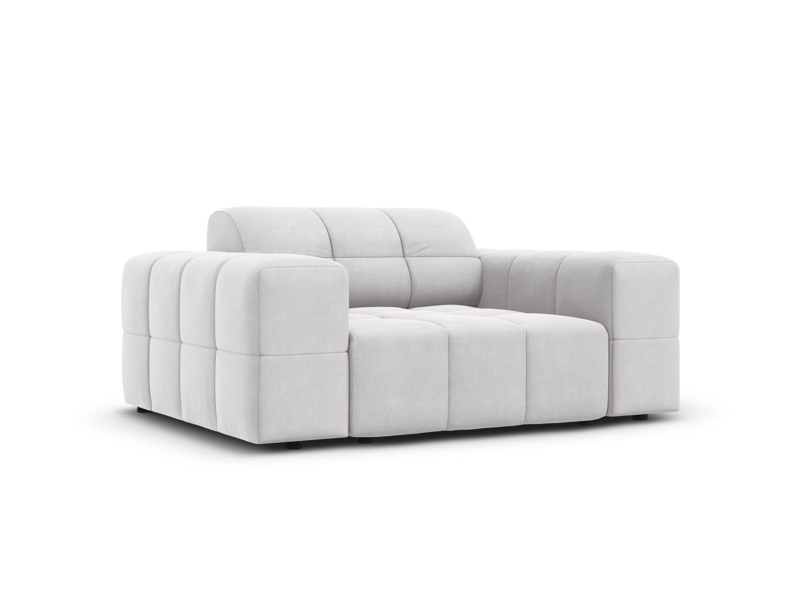 Eleganter 1-Sitzer Sessel Chicago in stilvollem Silver-Bluvel, ideal für moderne Wohnräume, von Cosmopolitan Design.