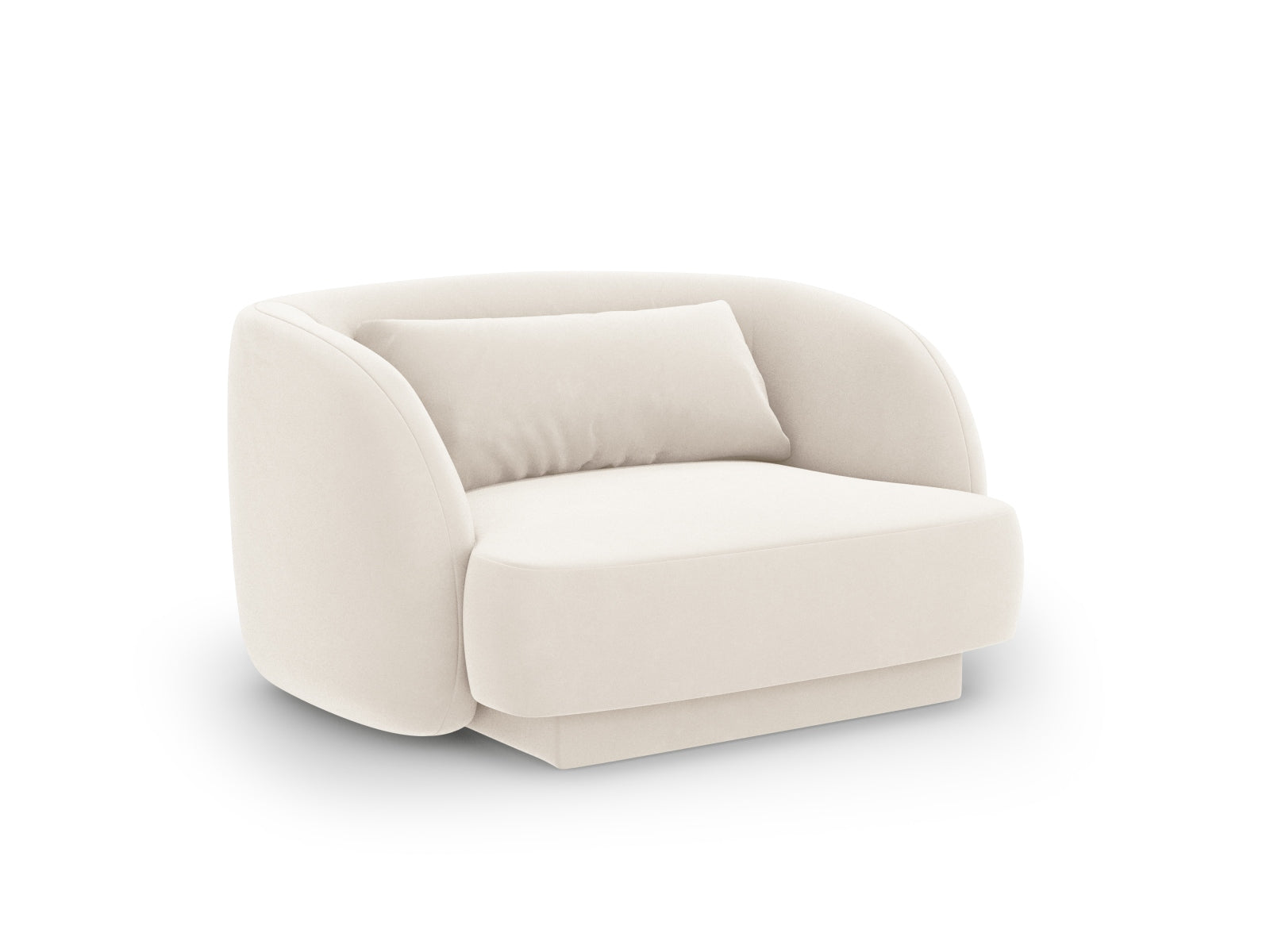 Bequemer Tulum Velour Sessel in zartem Beige, perfekt für moderne Interiors. Stilvoller Einzelsitz mit hochwertiger Polsterung.