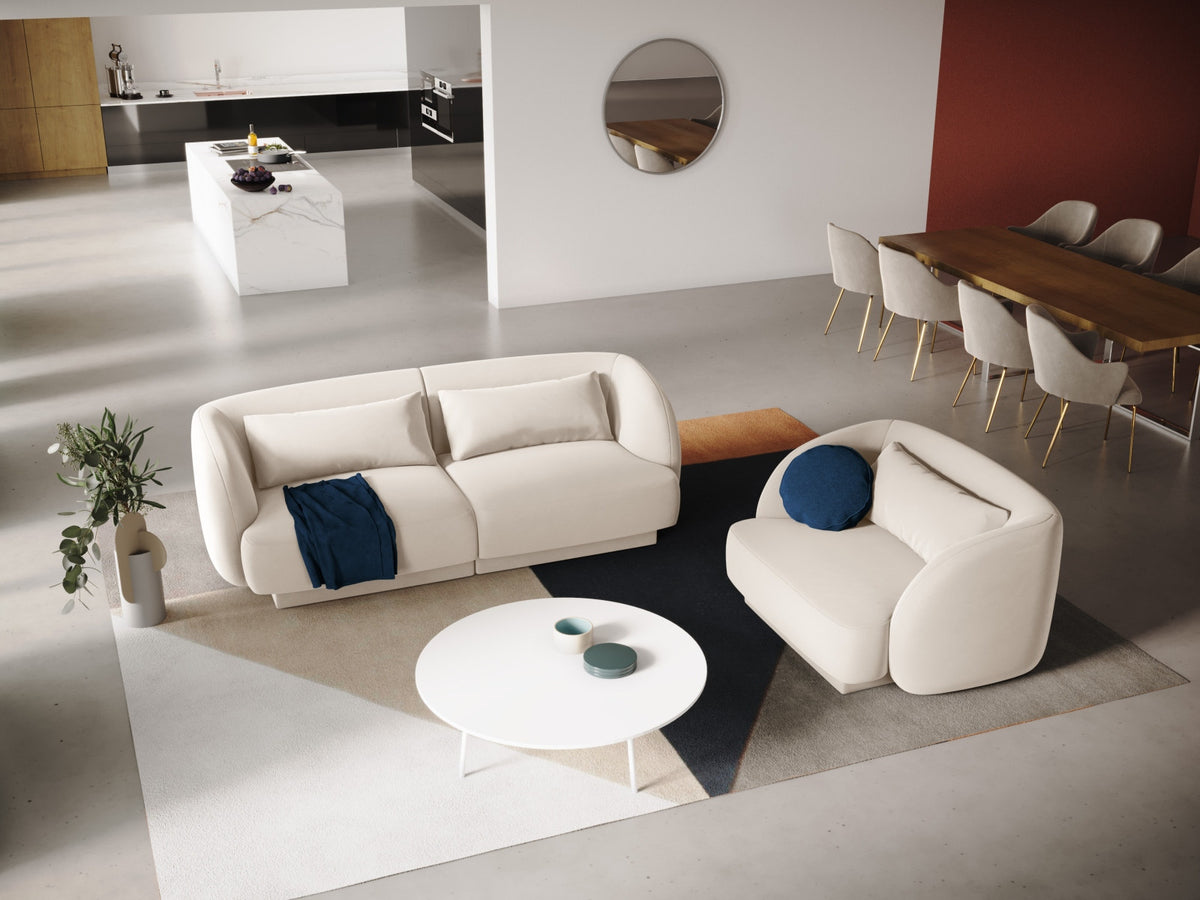 Tulum Velour Sessel 1 Sitz 90cm in Light Beige-Bluvel präsentiert im Onlineshop von KAQTU Design AG. Sessel ist von Cosmopolitan Design