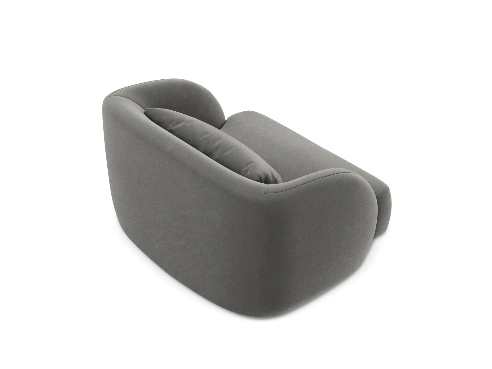 Eleganter Tulum Velour Sessel in sanftem Grau, ideal für stilvolle Wohnräume. Bequemer Einzelsitz mit luxuriösem Design.