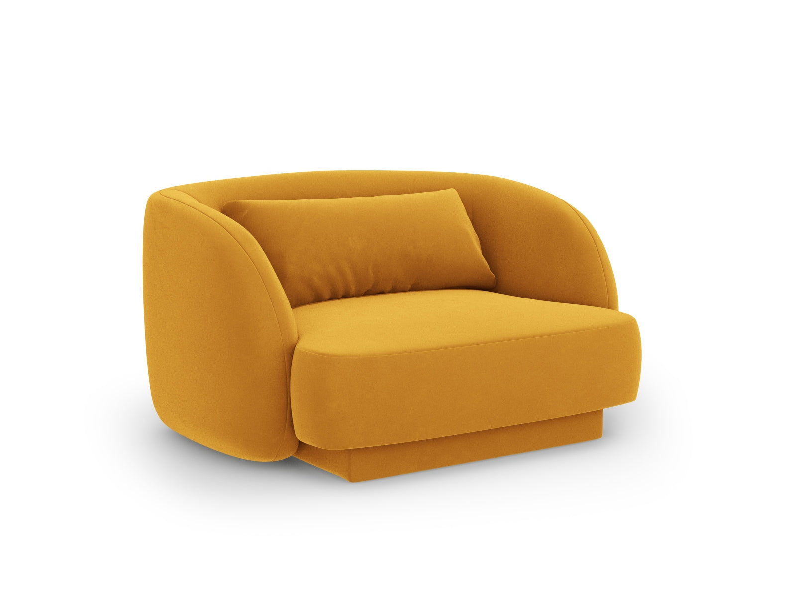 Stylischer Tulum Velour Sessel in Gelb-Bluvel, 90 cm, perfekt für moderne Interiors, entworfen von Cosmopolitan Design.