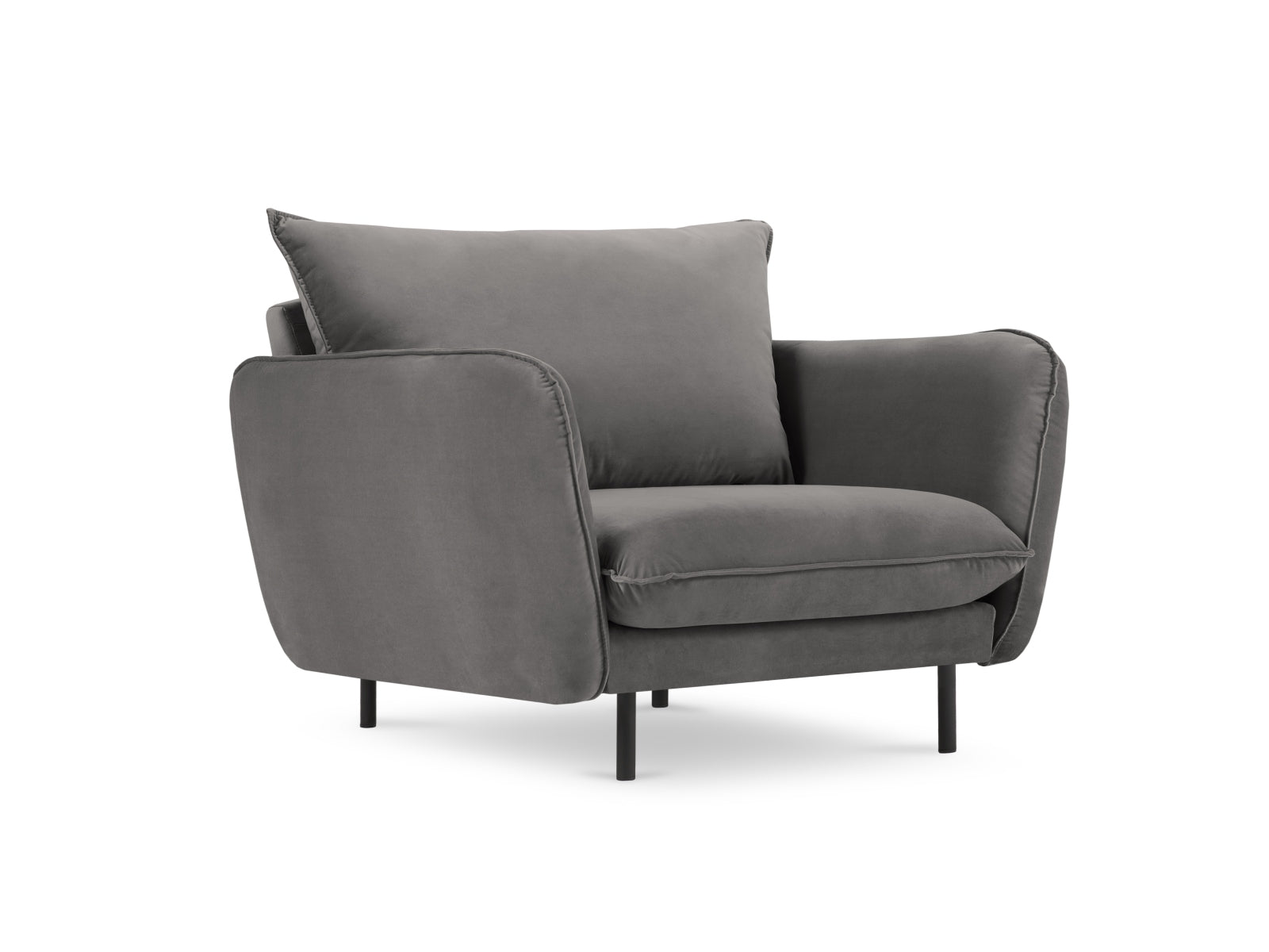 Vienna Velour Sessel 1 Sitz 94cm in Light Grey/Schwarz-Bluvel präsentiert im Onlineshop von KAQTU Design AG. Sessel ist von Cosmopolitan Design