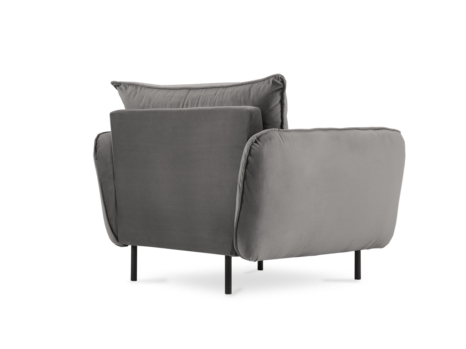 Eleganter 1-Sitzer Vienna Velour Sessel in stilvollem Grau, ideal für gemütliche Wohnräume und modernes Design.