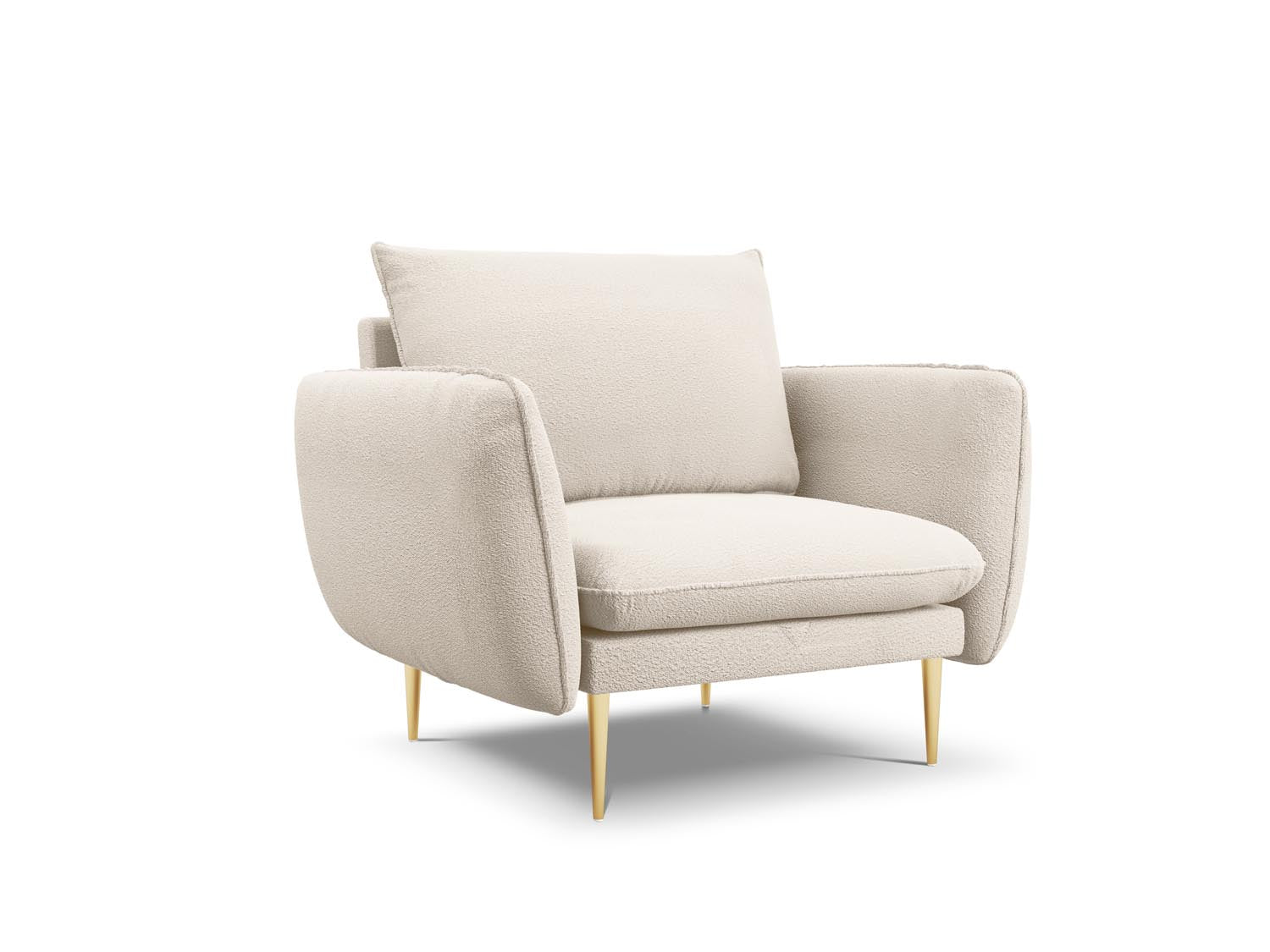 Vienna Boucle Sessel 1 Sitz 94cm in Beige/Gold-Ascot präsentiert im Onlineshop von KAQTU Design AG. Sessel ist von Cosmopolitan Design