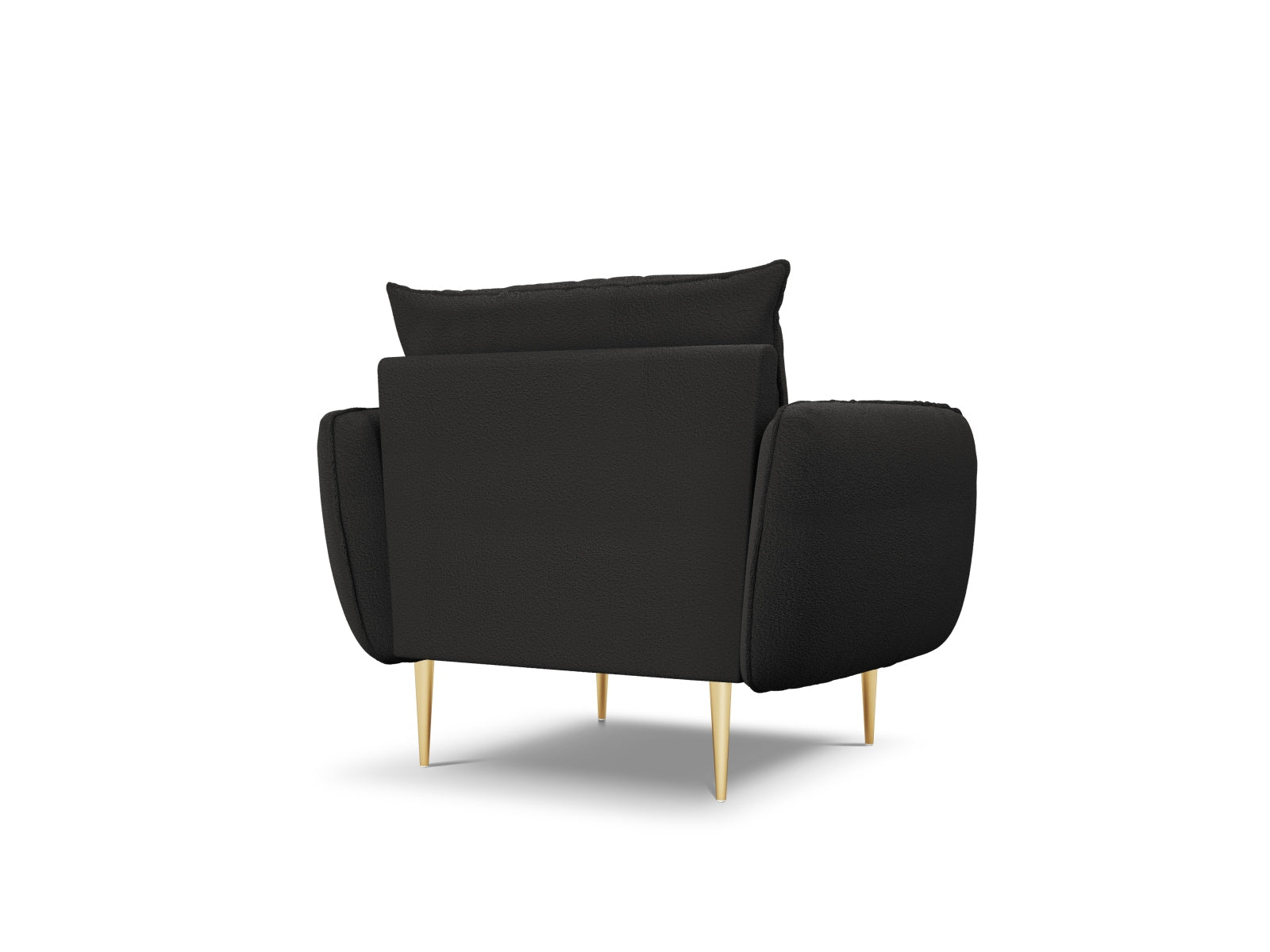 Stylischer 1-Sitzer Vienna Boucle Sessel in edlem Schwarz und Gold, perfekt für zeitgemäße Inneneinrichtungen.