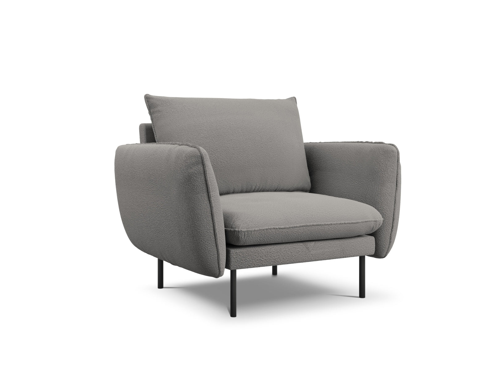 Vienna Boucle Sessel 1 Sitz 94cm in Grey/Schwarz-Ascot präsentiert im Onlineshop von KAQTU Design AG. Sessel ist von Cosmopolitan Design