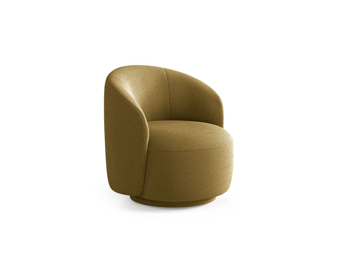 Drehsessel Savona von Cosmopolitan Design in Light Beige mit Chenille-Stoff Moly, Massivholzgestell und gepolsterten Stoffbeinen.