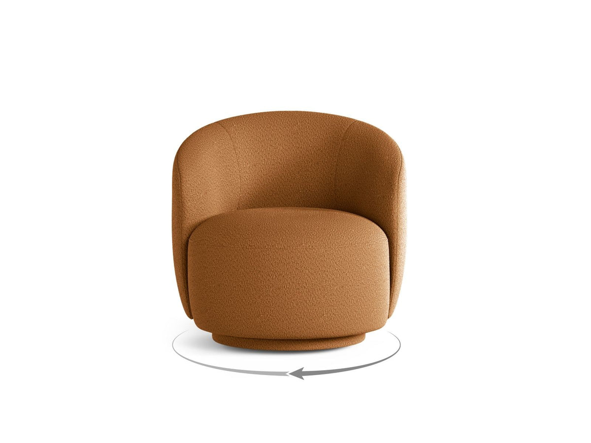 Drehsessel Savona von Cosmopolitan Design in Light Beige mit Chenille-Stoff Moly, Massivholzgestell und gepolsterten Stoffbeinen.
