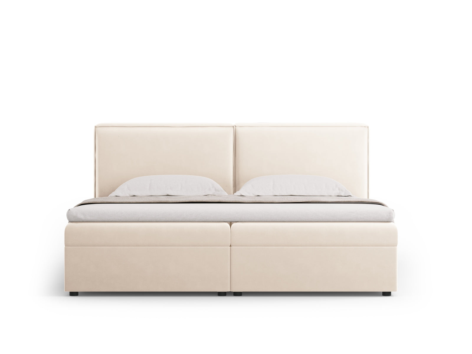 Elegantes Arendal Boxspringbett-Set in Light Beige, 160 cm, stilvoll und komfortabel für Ihr Schlafzimmer, von Cosmopolitan Design.