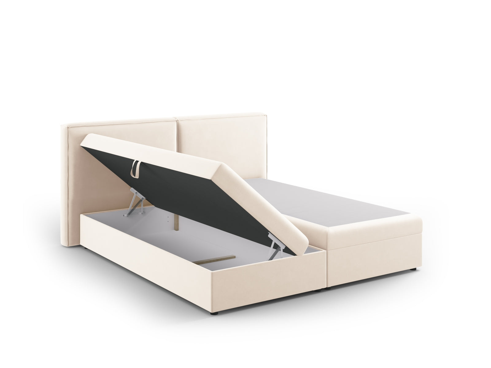 Luxuriöses Boxspringbett-Set Arendal in sanftem Beige, 160 cm, vereint modernes Design und hohen Schlafkomfort für Ihr Zuhause.