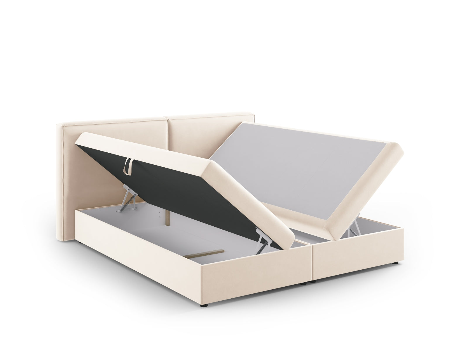 Elegantes Arendal Boxspringbett-Set in zartem Beige, 160 cm, bietet stilvolle Akzente und optimalen Komfort für erholsame Nächte.