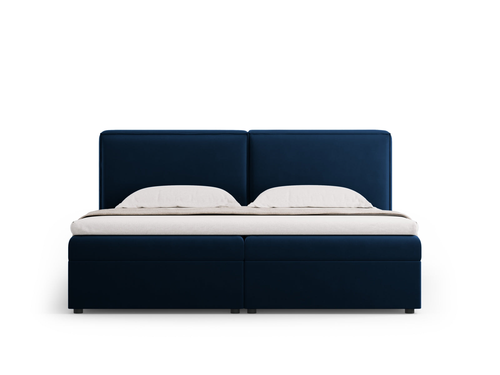 Elegantes Arendal Boxspringbett-Set in Royal Blue-Casino, ideal für stilvolle Schlafzimmer, präsentiert von Cosmopolitan Design.