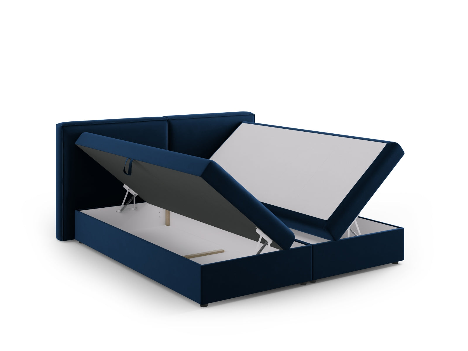 Elegantes Arendal Boxspringbett-Set in Royal Blue-Casino, ideal für stilvolle Schlafzimmer mit Komfort und Design von Cosmopolitan Design.