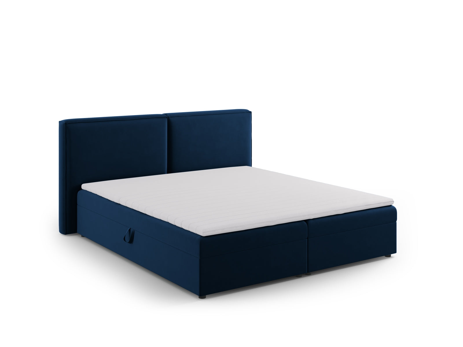 Luxuriöses Boxspringbett-Set Arendal in Royal Blue-Casino, perfekt für moderne Schlafzimmer mit hohem Komfort und ansprechendem Design.