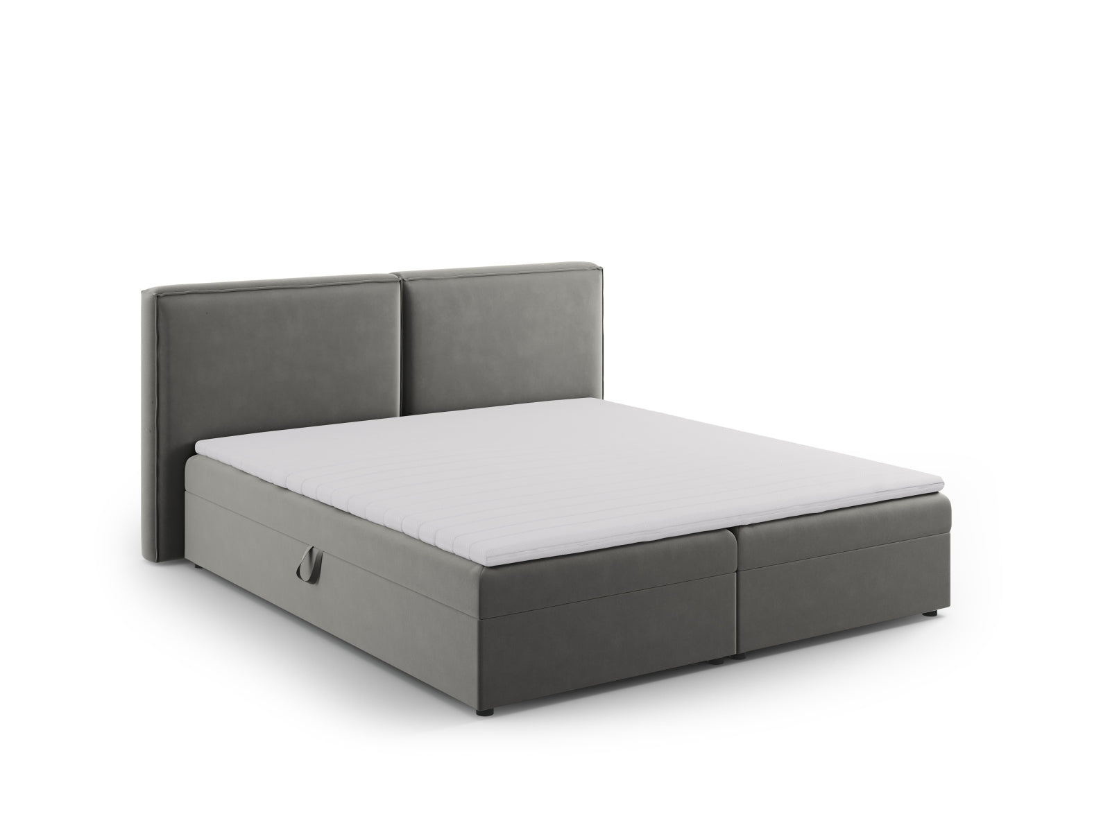Modernes Boxspringbett-Set Arendal in zartem Hellgrau, perfekt für eine elegante und komfortable Schlafumgebung von Cosmopolitan Design.