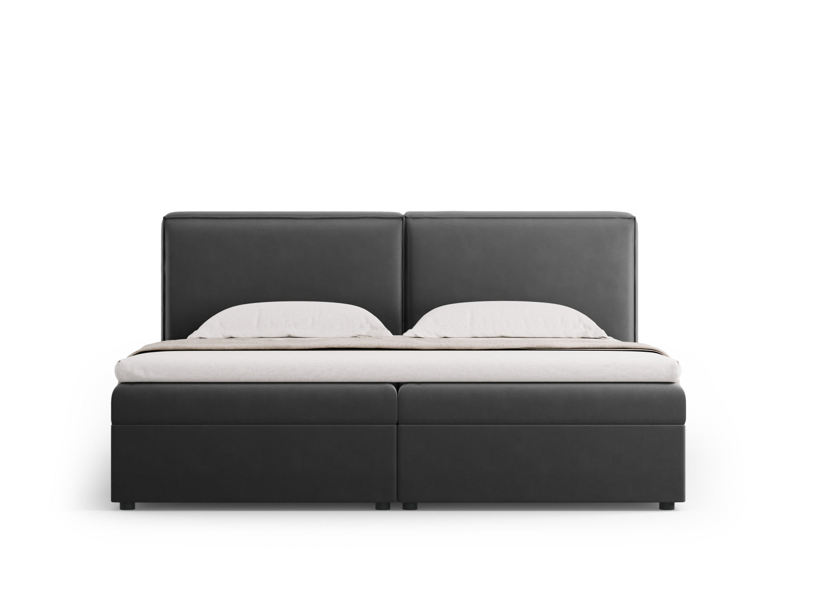 Elegantes Arendal Boxspringbett-Set in 160 cm Breite, stilvolles Design in Grau, ideal für moderne Schlafzimmer.