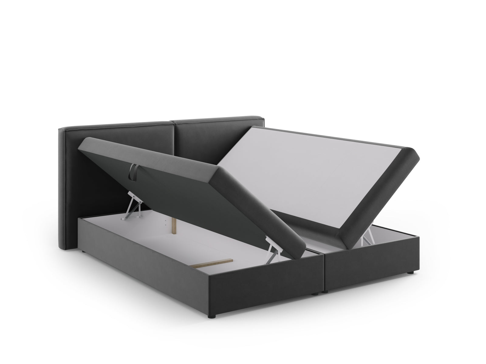 Elegantes Arendal Boxspringbett-Set in 160 cm, ausgestattet mit einem modernen grauen Stoffbezug und optimalem Schlafkomfort für Ihr Zuhause.