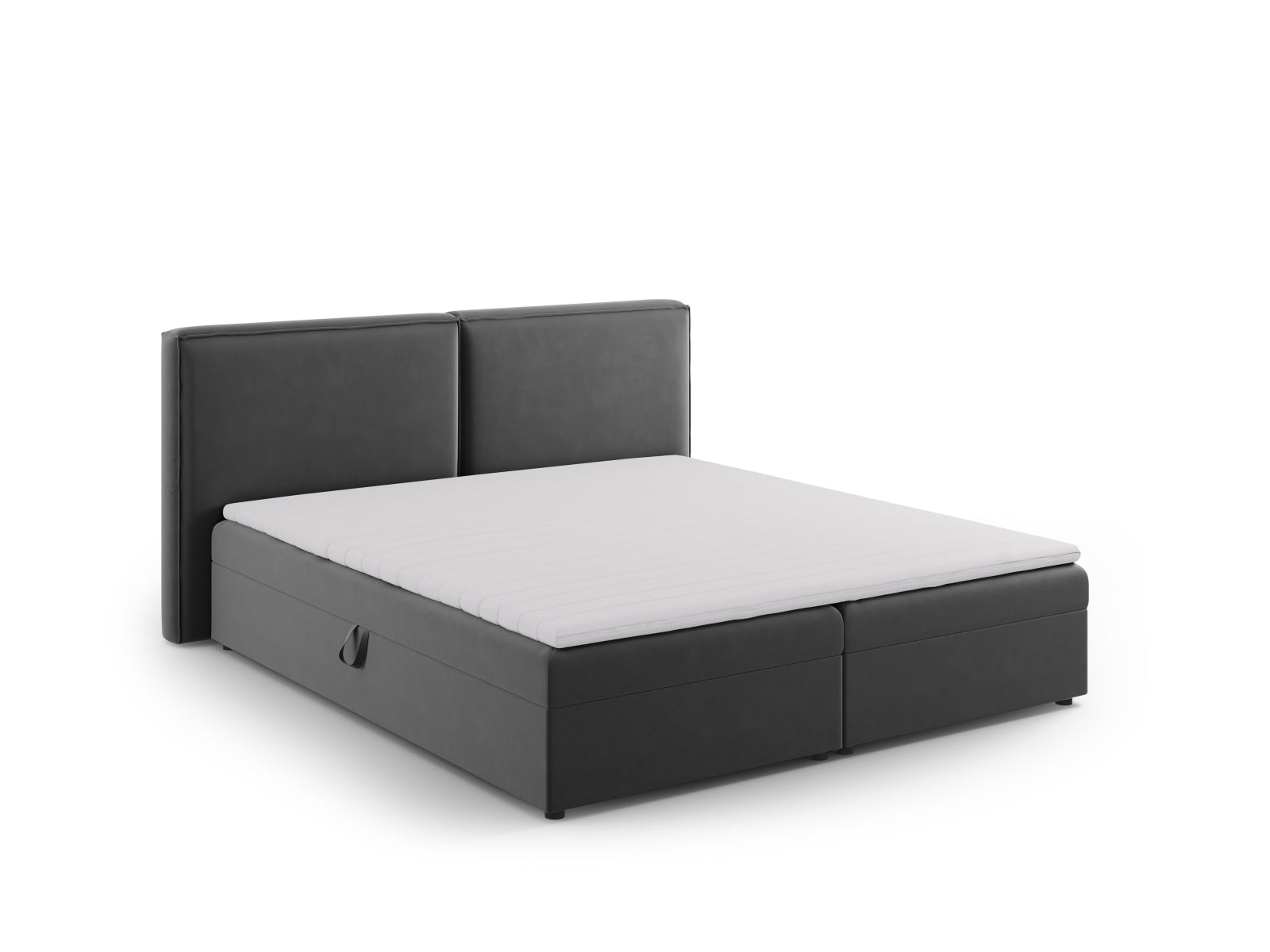 Stylisches Boxspringbett-Set Arendal in 160 cm, mit hochwertigem grauen Stoffbezug für eine gemütliche und moderne Schlafumgebung.