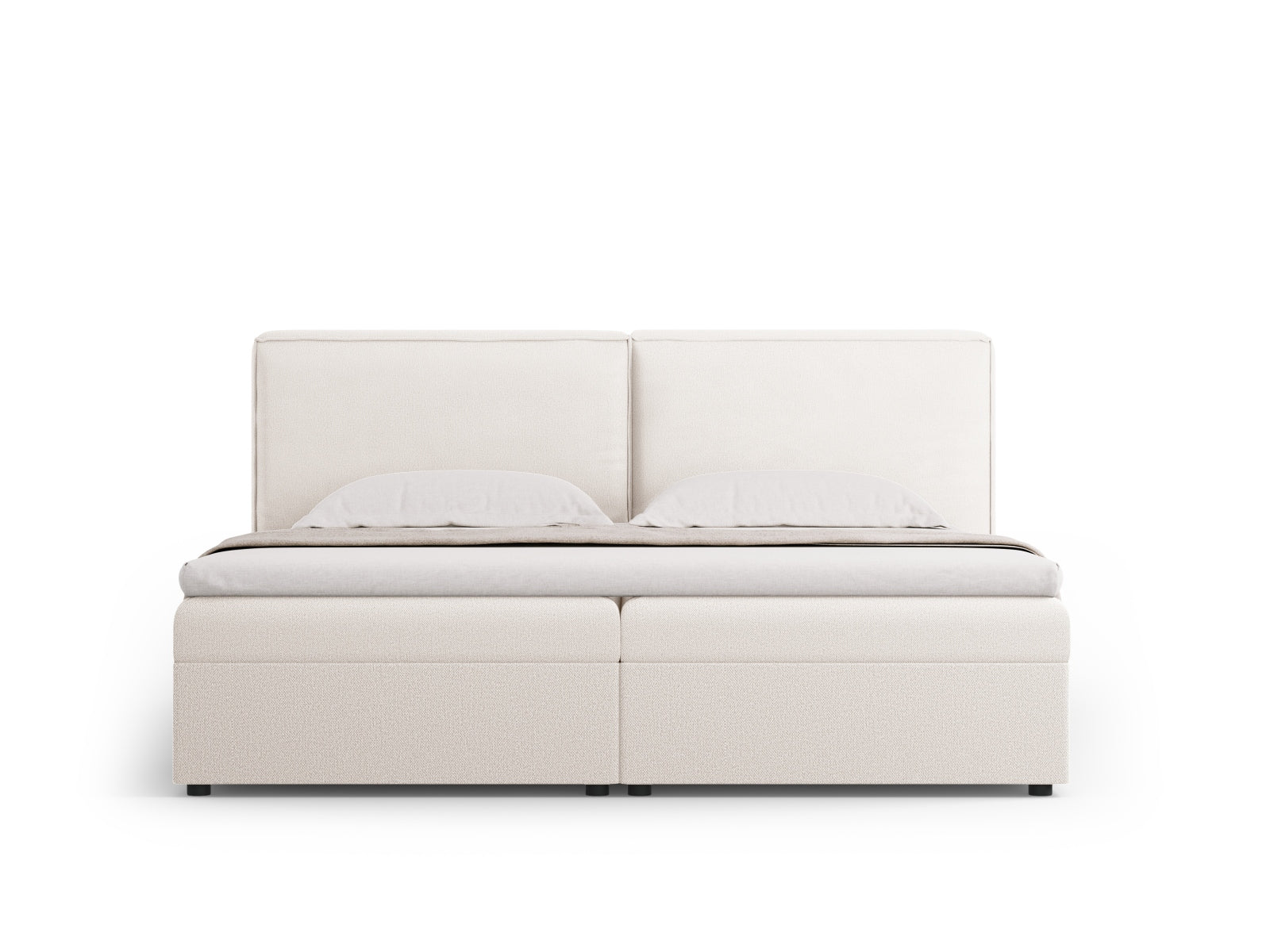Elegantes Arendal Boxspringbett-Set in sanftem Light Beige, ideal für stilvolle Schlafzimmergestaltung.