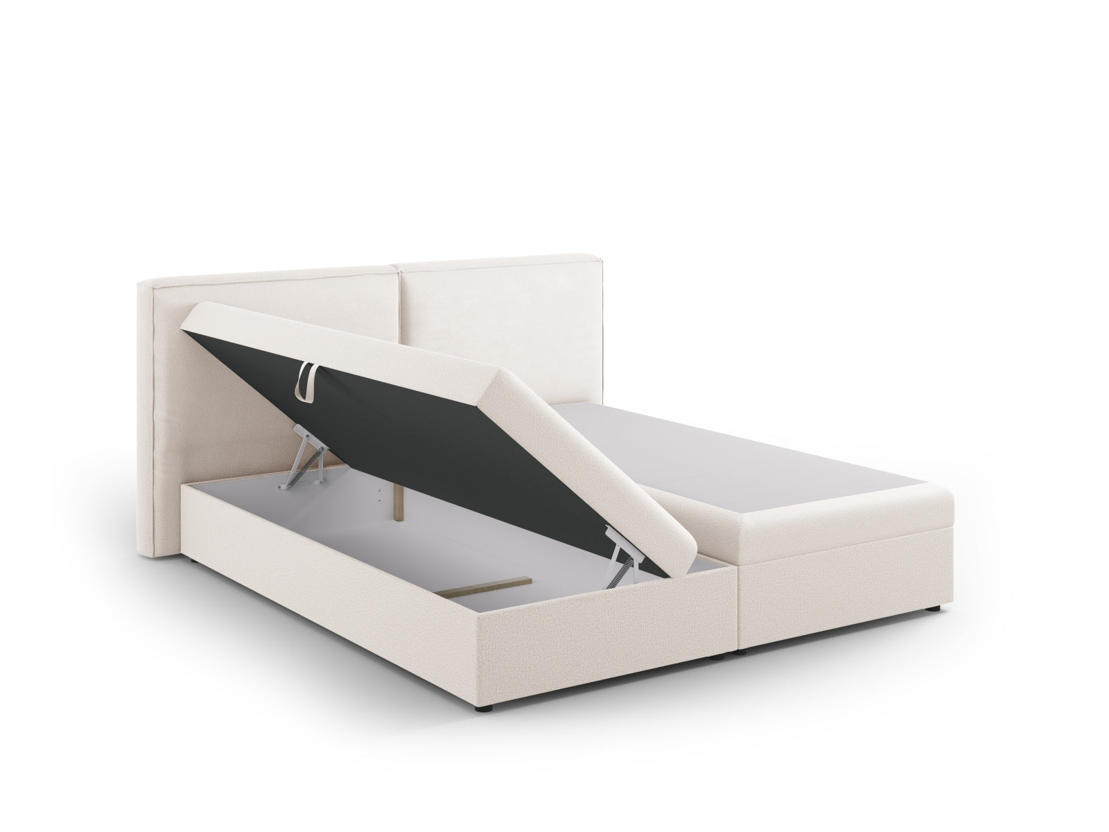 Luxuriöses Arendal Boxspringbett-Set in hellem Beige, perfekt für eine moderne und gemütliche Schlafumgebung.