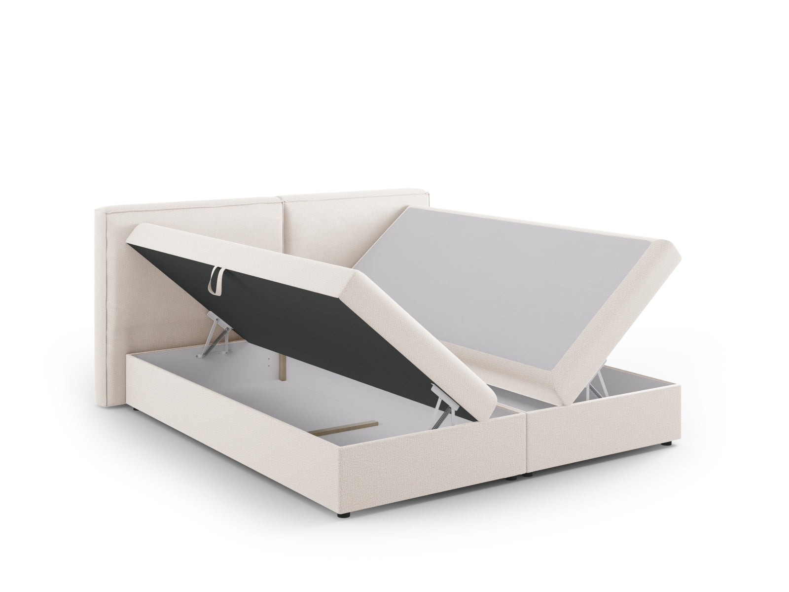 Elegantes Arendal Boxspringbett-Set in sanften Beigetönen, ideal für stilvolle Schlafzimmergestaltung und erholsamen Schlaf.