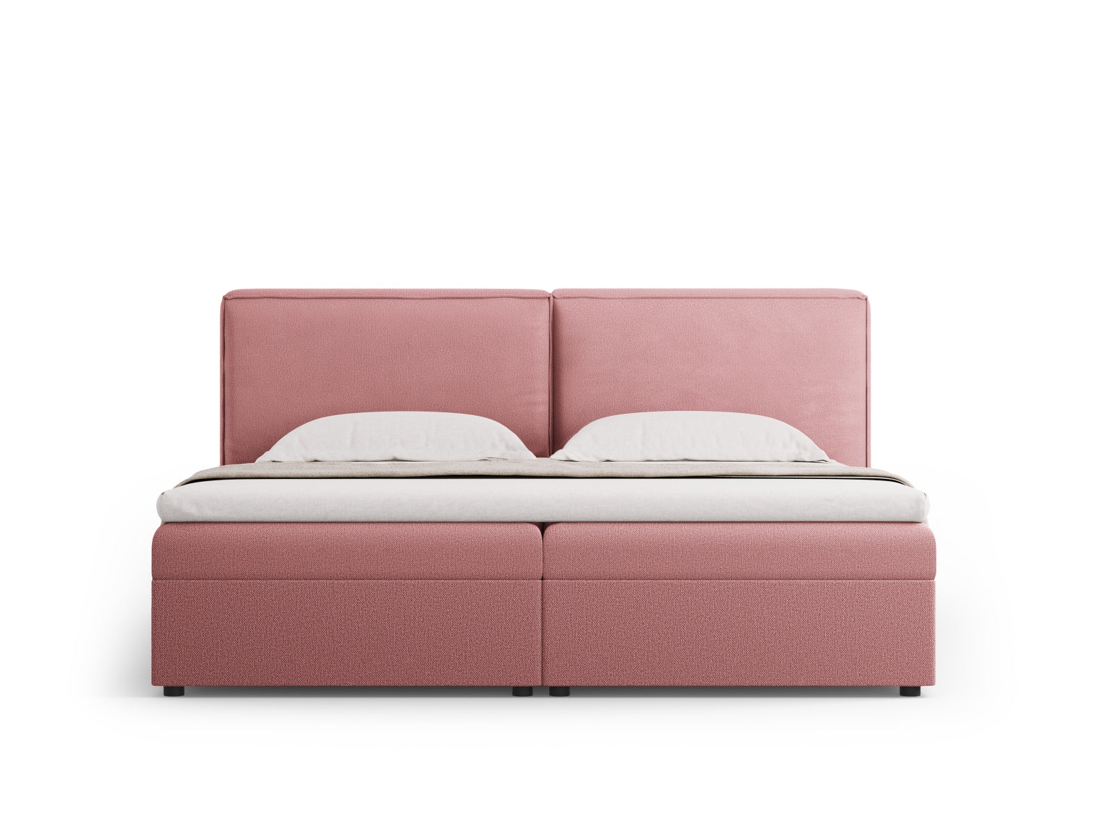Elegantes Arendal Boxspringbett-Set in 160 cm Breite, stilvolles Design in sanften Pinktönen, ideal für moderne Schlafzimmer.