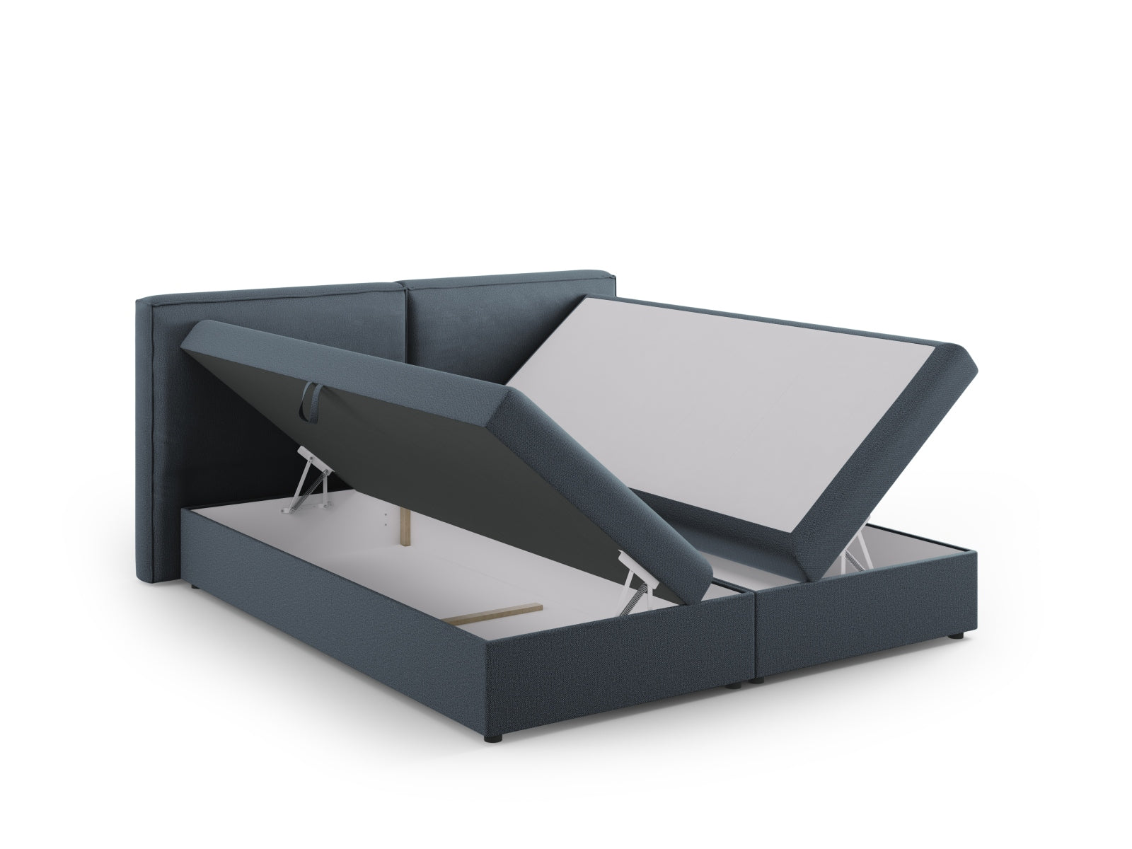 Elegantes Boxspringbett-Set Arendal in 160 cm Breite, stilvolles Design in Blue-Megan für ein modernes und komfortables Schlafzimmer.
