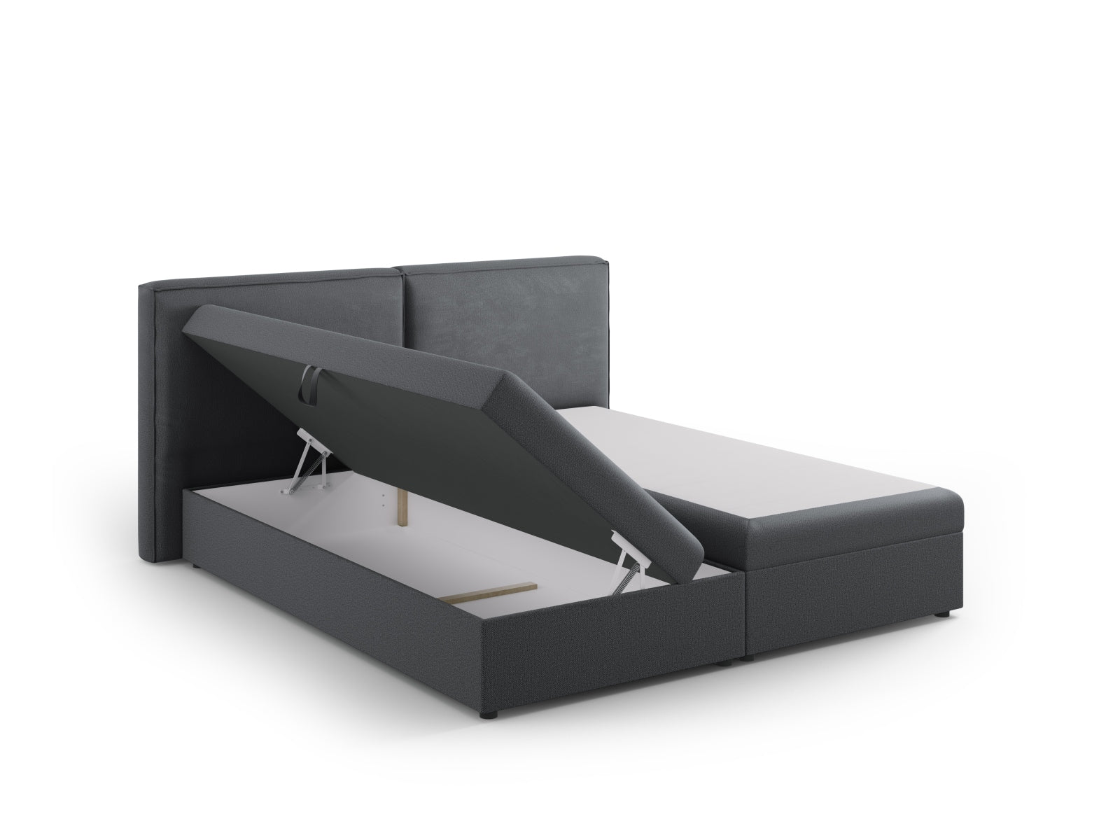 Luxuriöses Boxspringbett-Set Arendal in Dunkelgrau, 160 cm, vereint Komfort und modernes Design für erholsame Nächte.