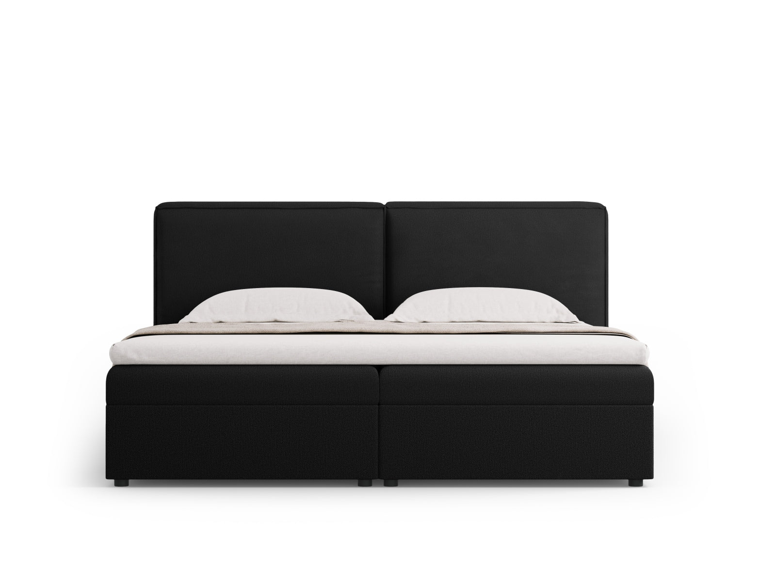Elegantes Arendal Boxspringbett-Set in 160 cm Breite, stilvolles Design in Schwarz, ideal für moderne Schlafzimmer.