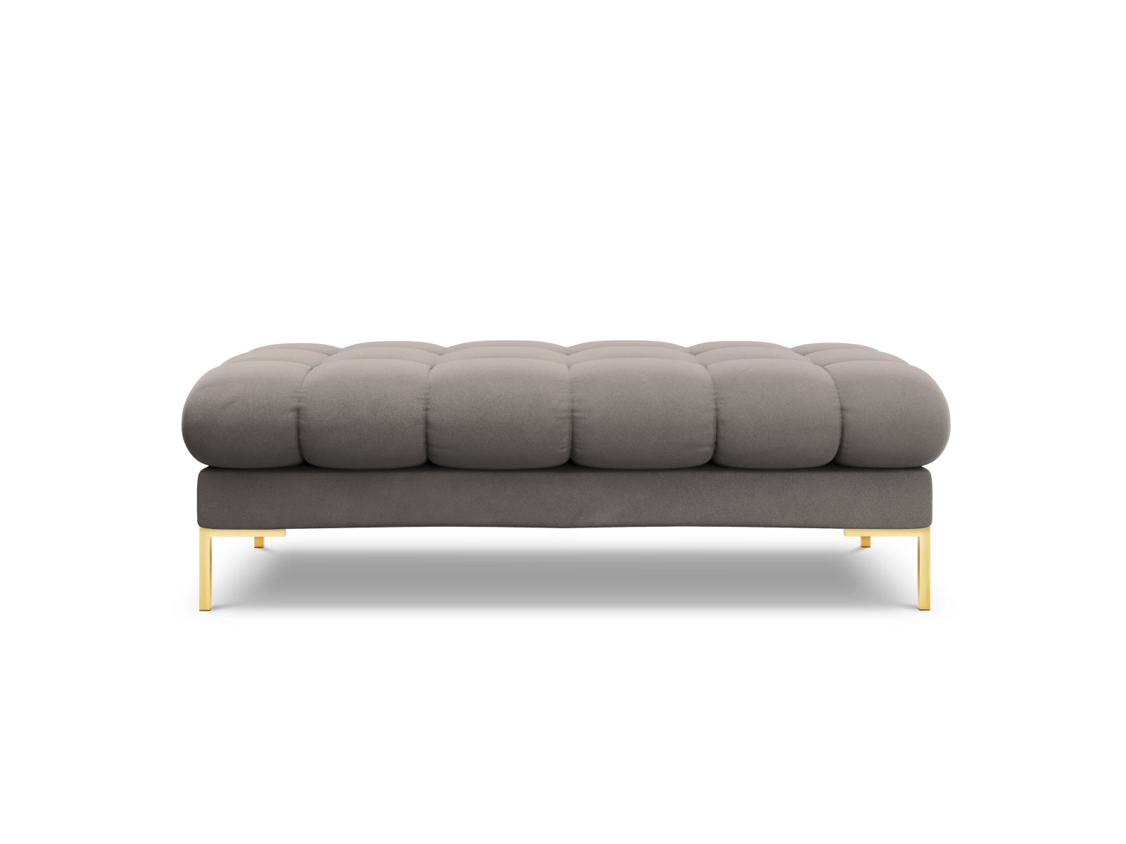 Moderne 2-Sitzer Bank Bali in zartem Light Grey-Bluvel, perfekt für kreative Wohnkonzepte und gemütliche Entspannung.