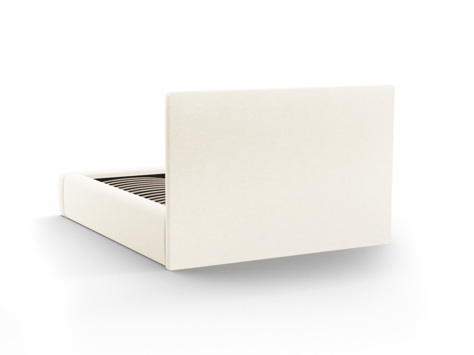 Elegantes Kremer Bett von Cosmopolitan Design, ausgestattet mit praktischem Stauraum und einem geschmackvollen Kopfteil für ein modernes Ambiente.