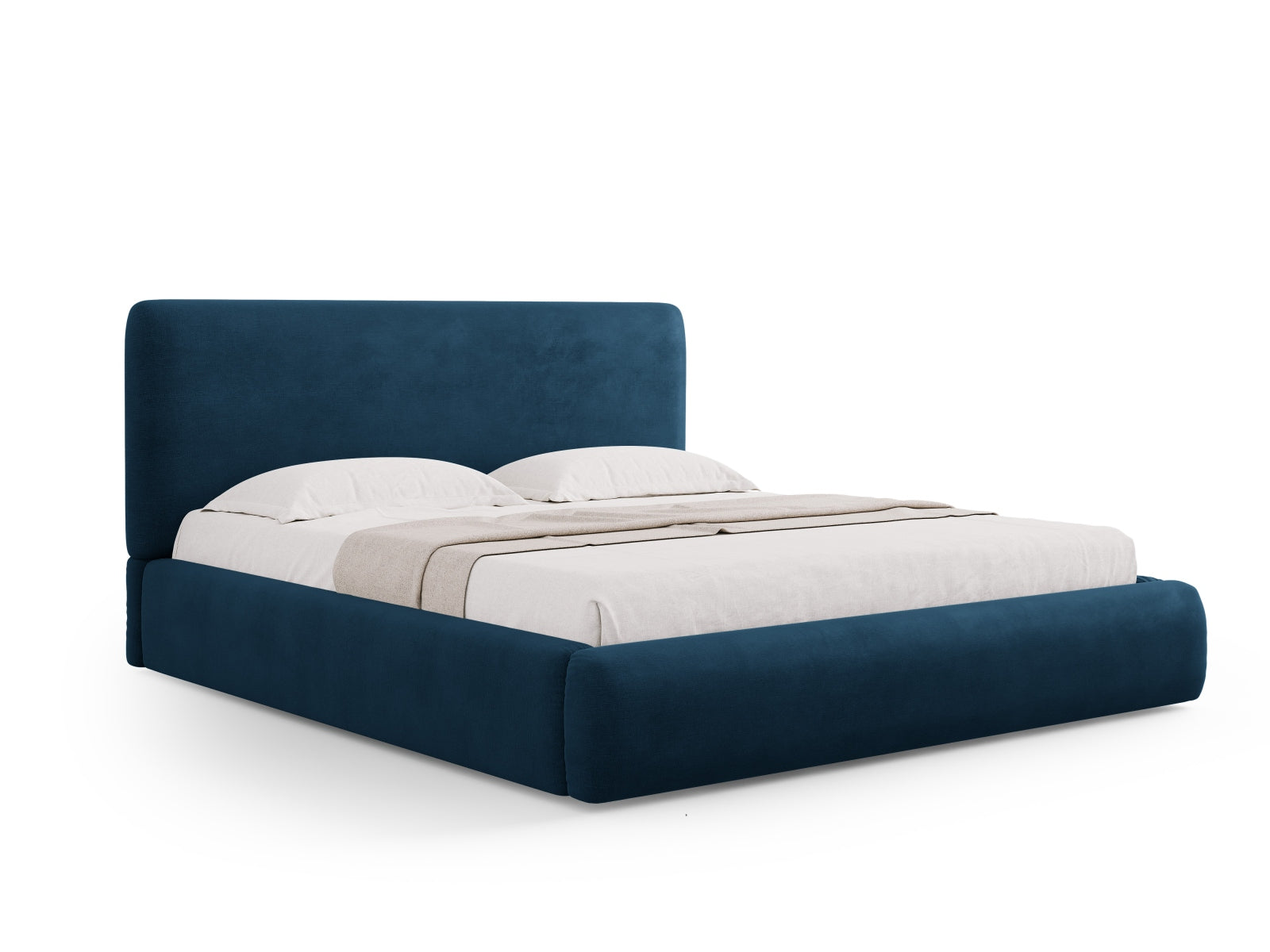Colonel Bett mit Stauraum und Headboard in Royal Blue präsentiert im Onlineshop von KAQTU Design AG. Bett ist von Cosmopolitan Design