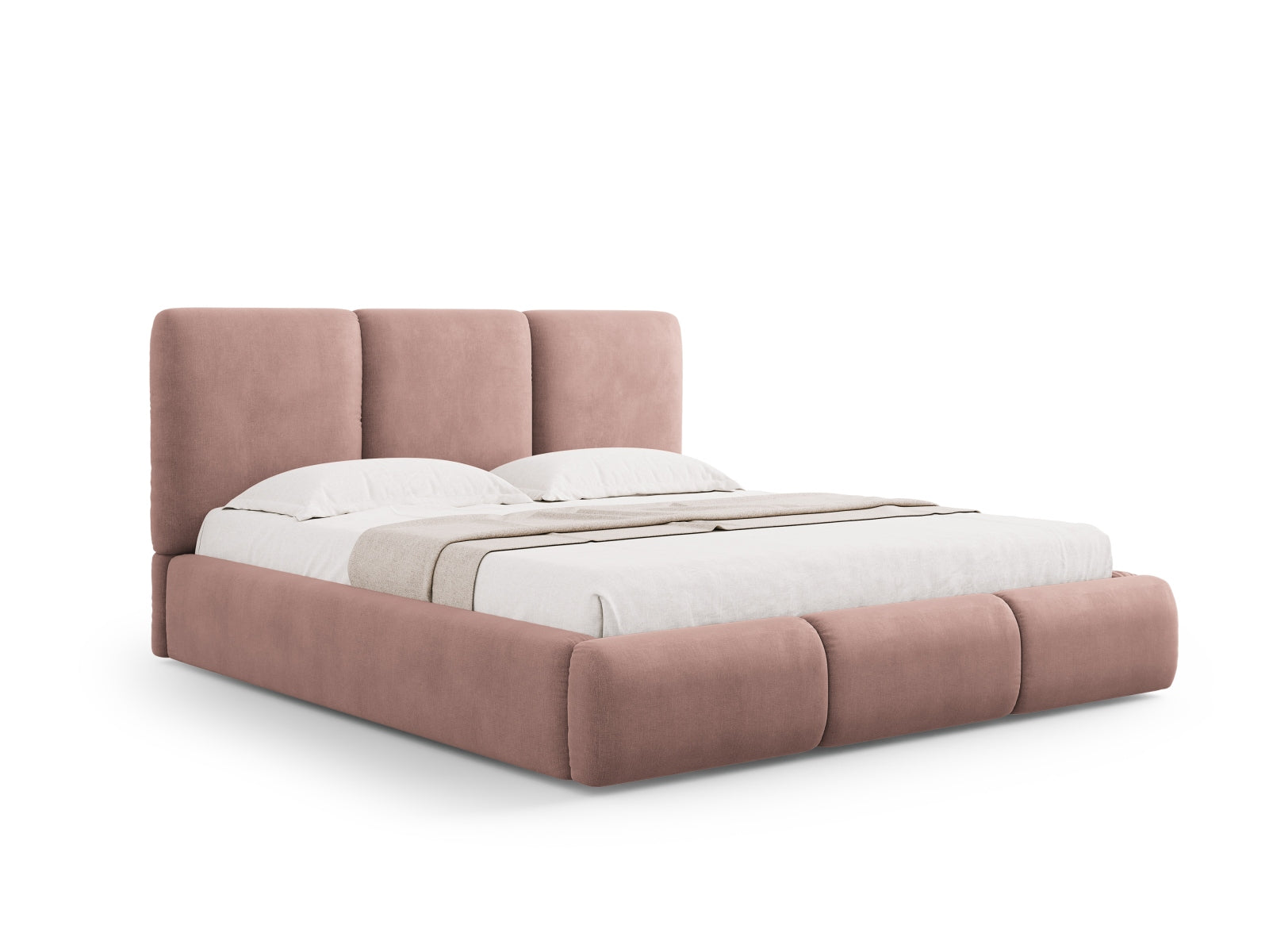 Nicolas Bett mit Stauraum und Headboard in Pink präsentiert im Onlineshop von KAQTU Design AG. Bett ist von Cosmopolitan Design