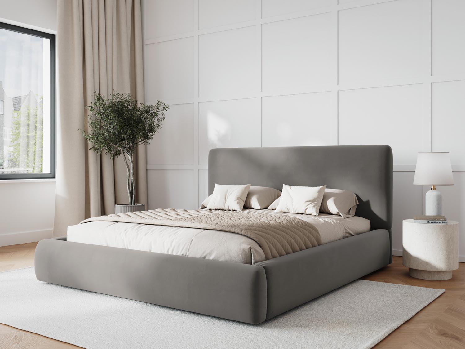 Entdecken Sie das Colonel Velour Bett von Cosmopolitan Design: elegantes Design, praktischer Stauraum und ein modernes Headboard für Ihr Schlafzimmer!