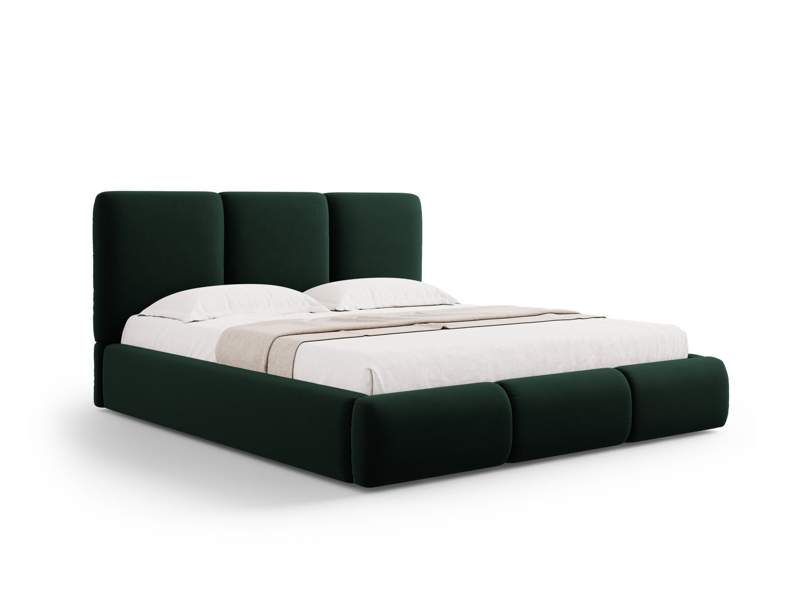 Nicolas Velour Bett mit Stauraum und Headboard in Bottle Green präsentiert im Onlineshop von KAQTU Design AG. Bett ist von Cosmopolitan Design